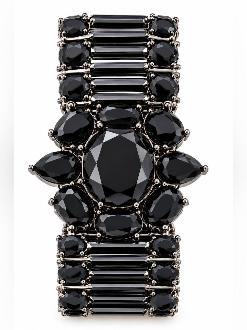 NWT Rodrigo Otazu ROCO Black Swarovski Crystals and Nail Spikes in Silver
